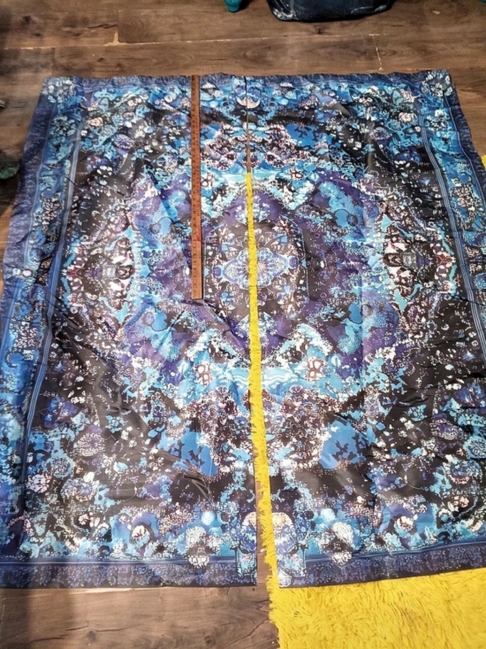 Mandela Floral Blue & Purple Curtains